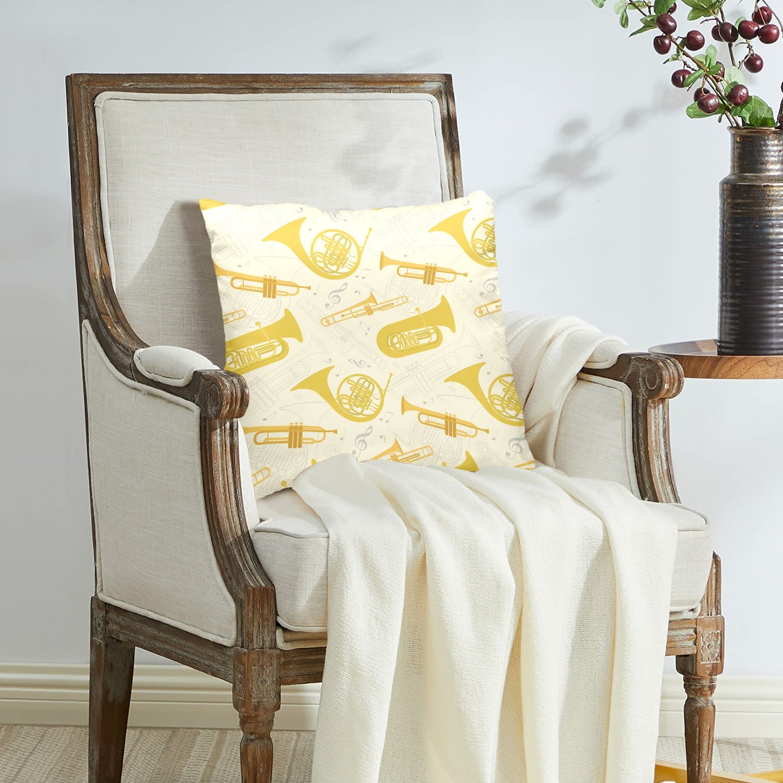 Music Brass Instruments Peach Skin Pillowcase Set 18"x18"