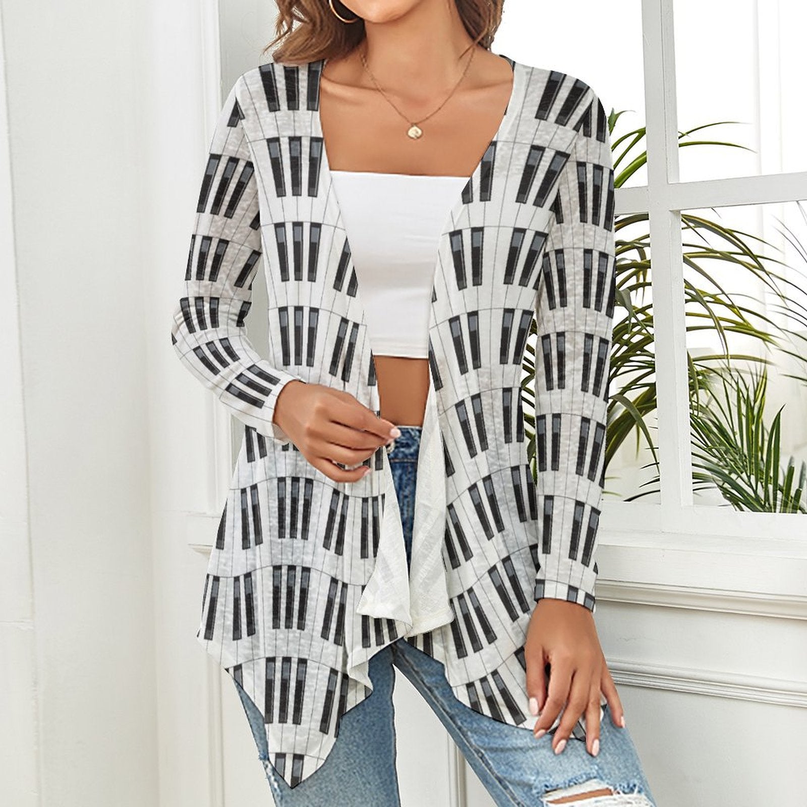 Piano Keys Women's Knitted Cardigan