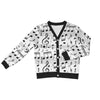 Music Scores White Print Button Up Women's Cardigan