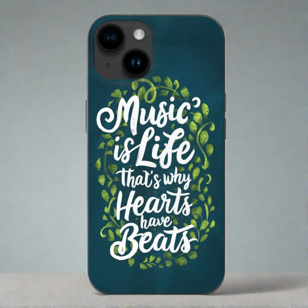Music is Life Quote Green iPhone Phone Case