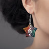 Bi-tone Music Star Shape Wooden Earrings