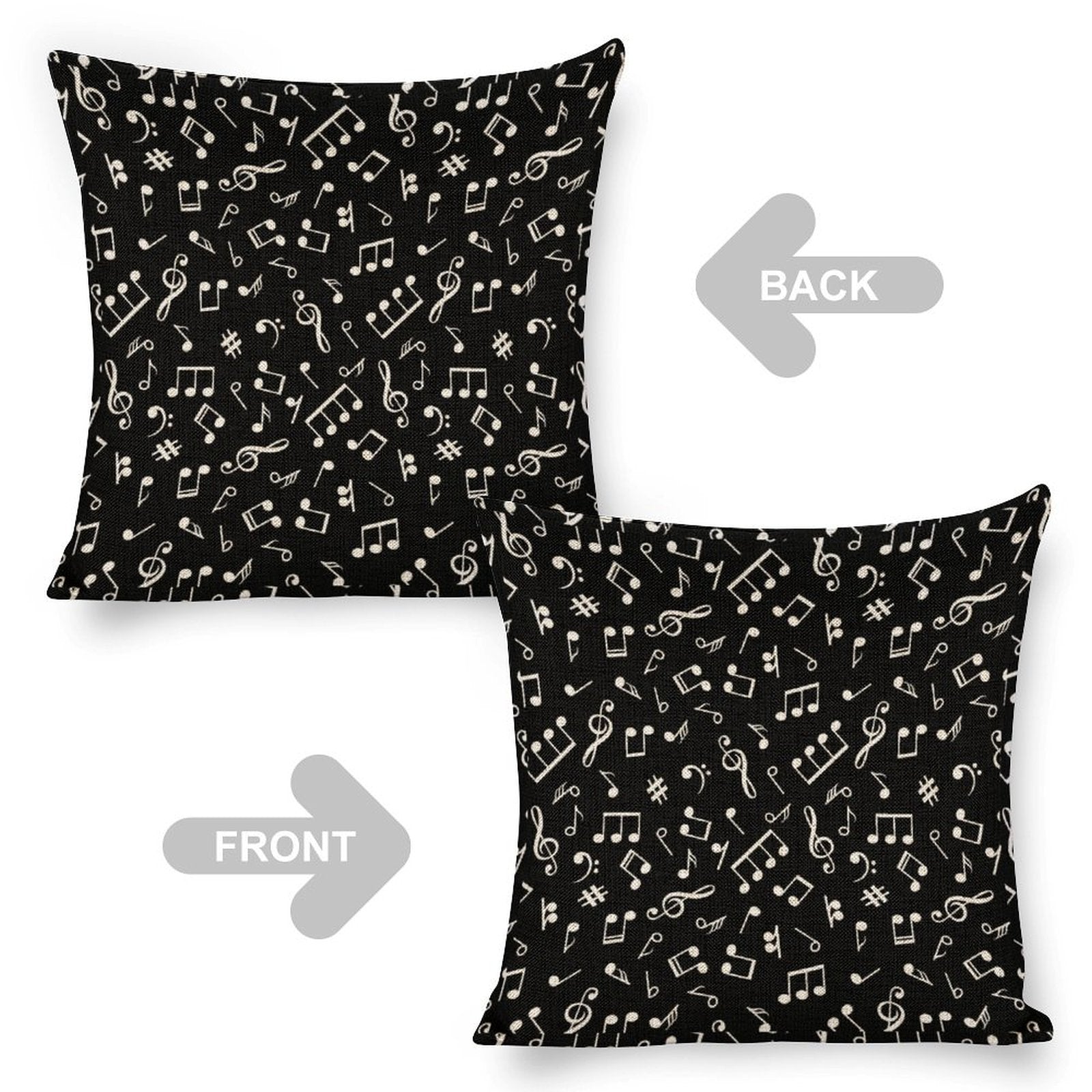 Music Black Linen Pillowcase (Set of 4)