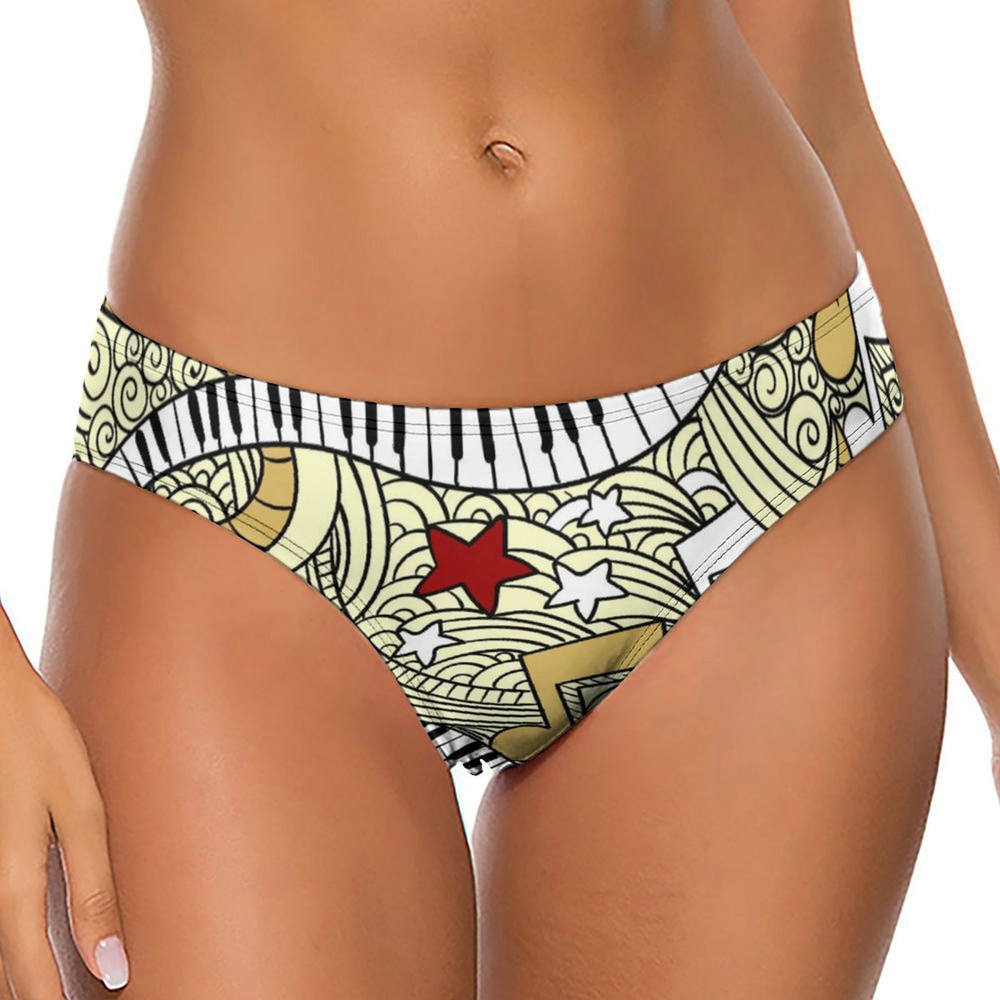 Piano Art Yellow Women's Cotton Underwear