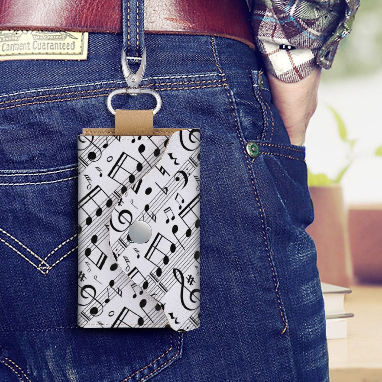 Funny Music Scores Leather Key Bag