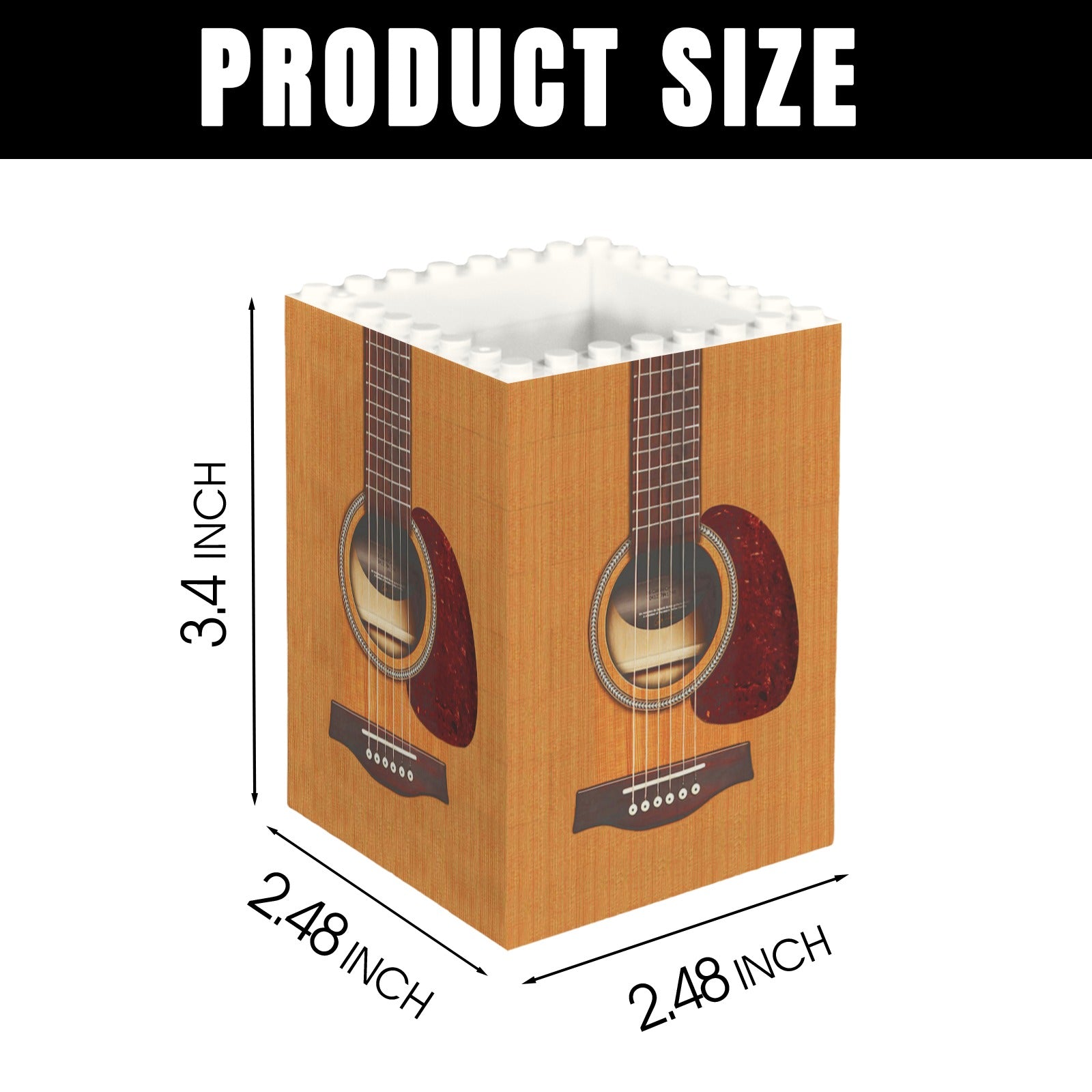 Wooden Guitar Building Bricks Pencil Holder