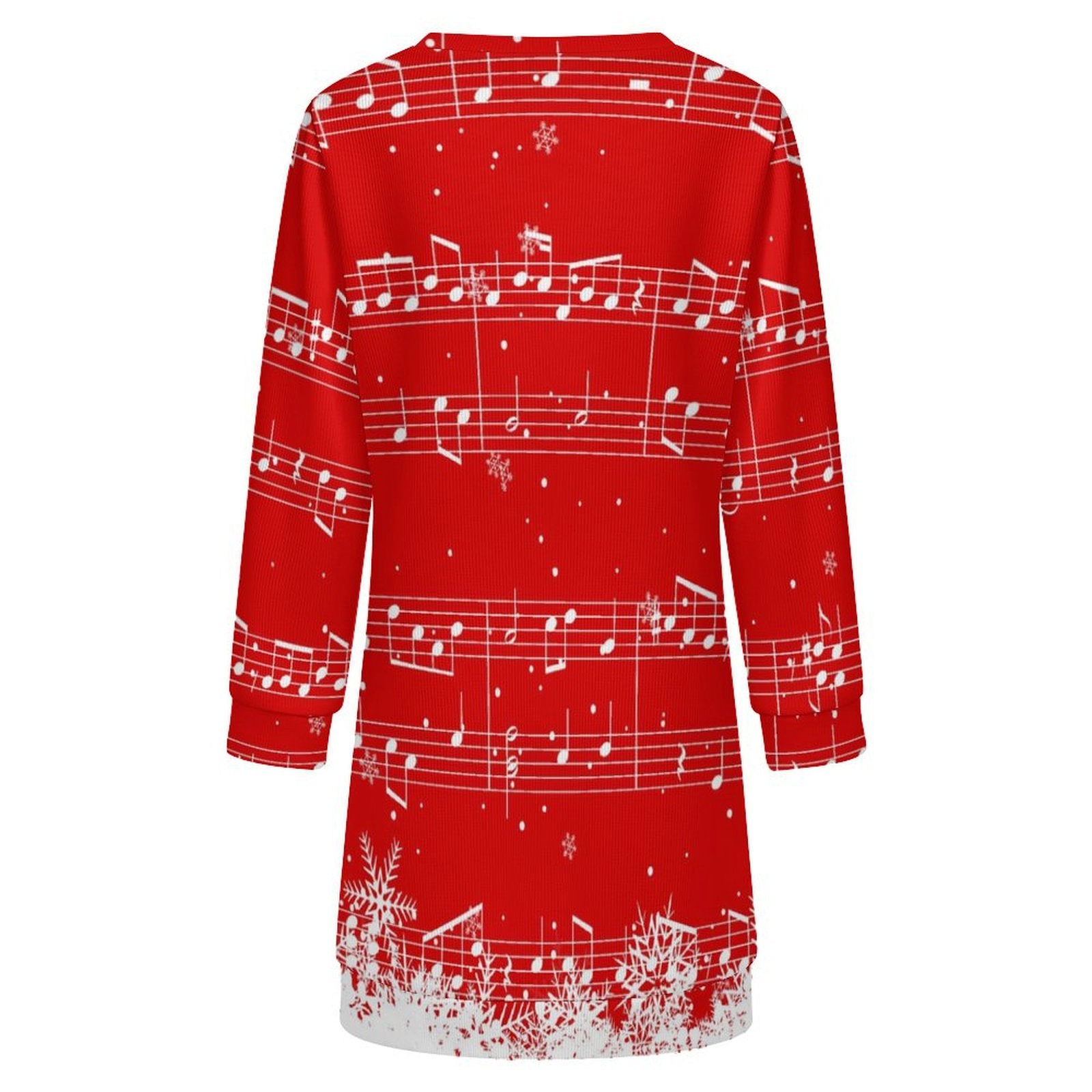 Snowy Music Christmas Sweater Dress