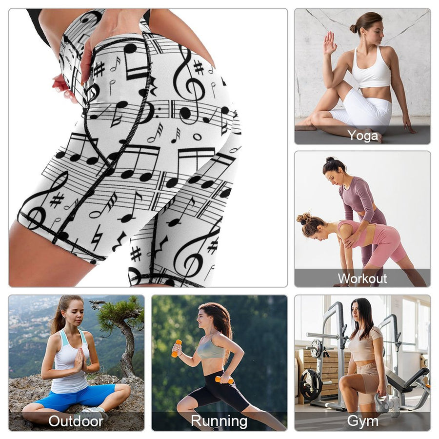 Music White Pocket Yoga Shorts