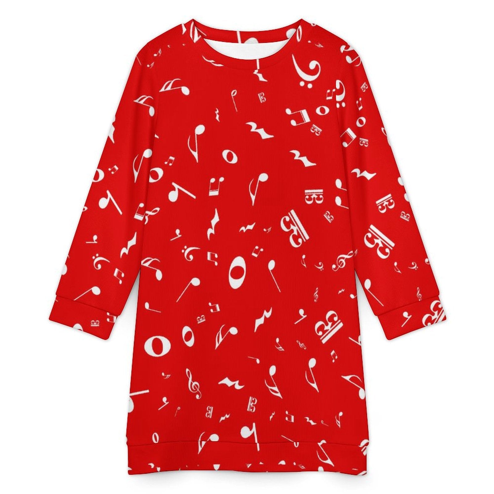 Red & White Music Sweater Dress