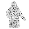 Music Score White Women's Long Hooded Jacket