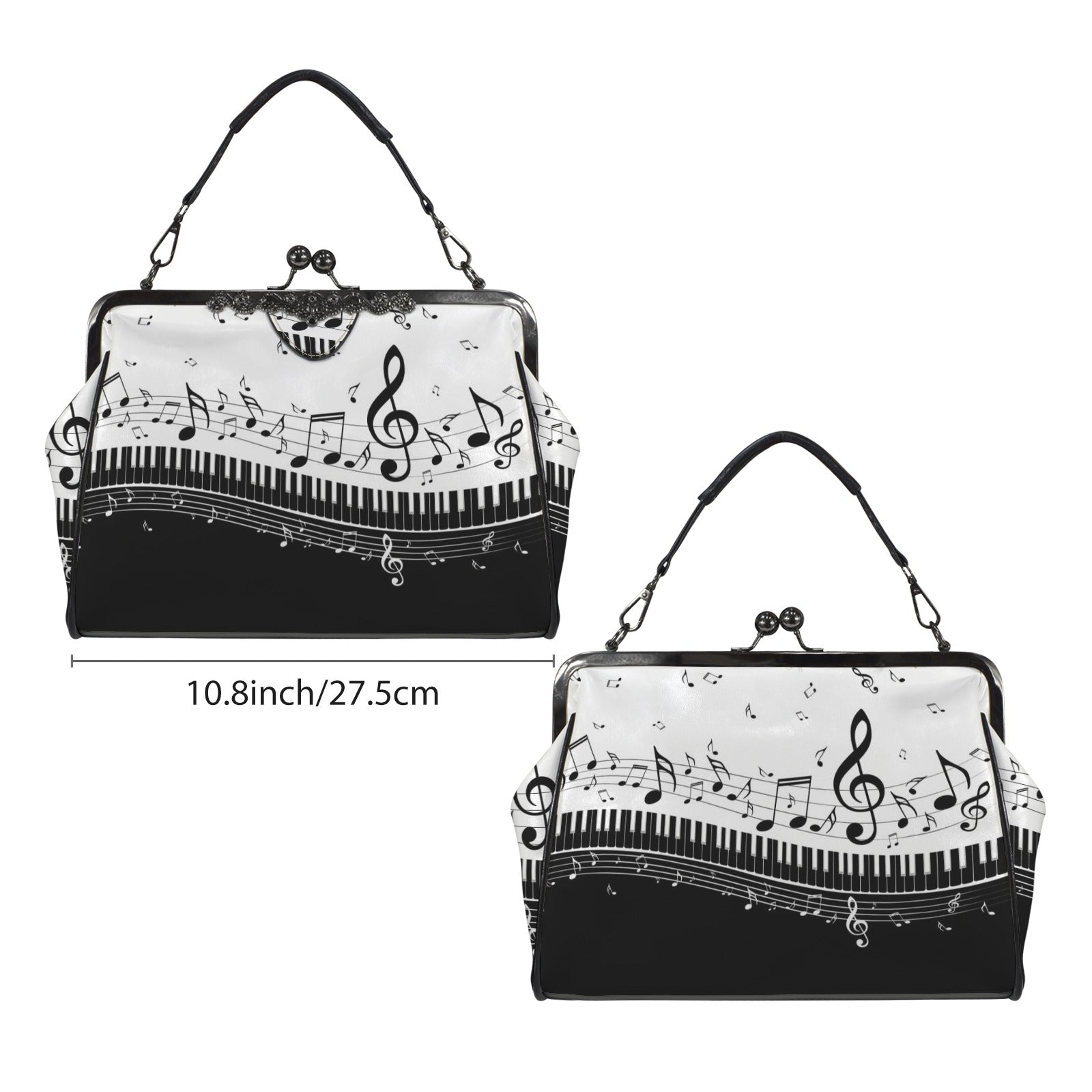 Piano & Music Lovers Kisslock Two-Way Handbag