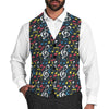 Men's Vibrant Music Print Suit Vest