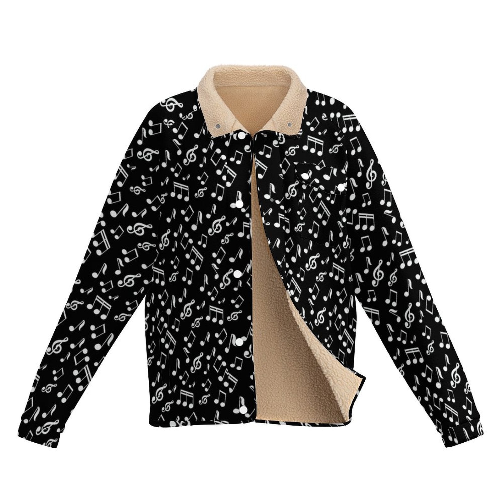 Music Notes Women's Stand Collar Fleece Jacket