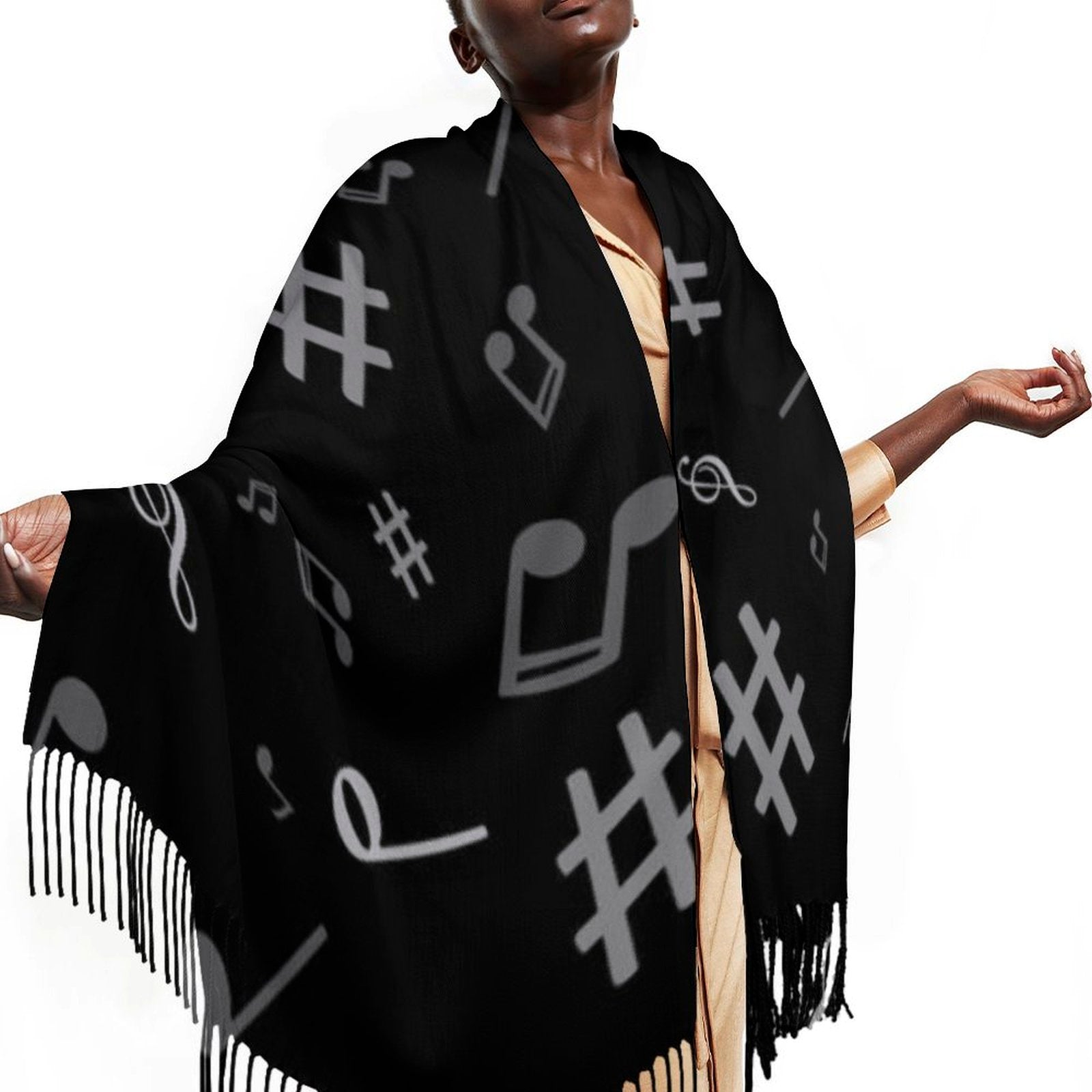 Music Dark Tassel Scarf