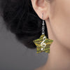 Green Music Star Shape Wooden Earrings