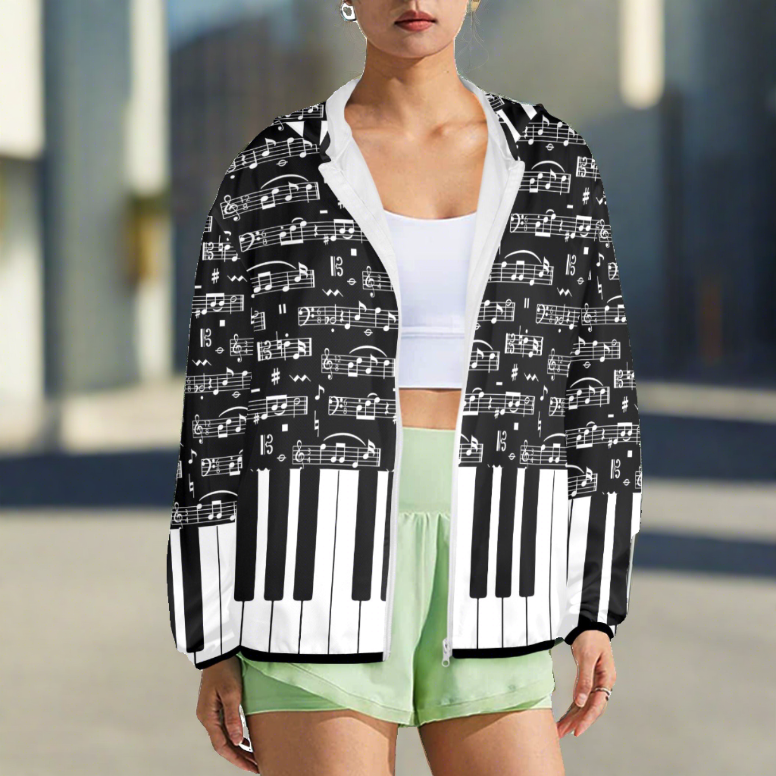 Love Music & Piano Women's Windbreaker
