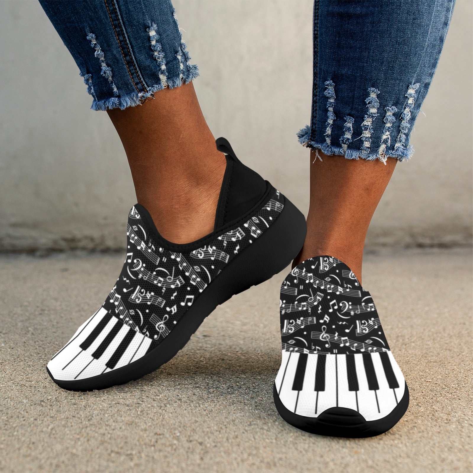 Piano & Notes Fly Weave Women's Sneakers (Drop-in-Heel)