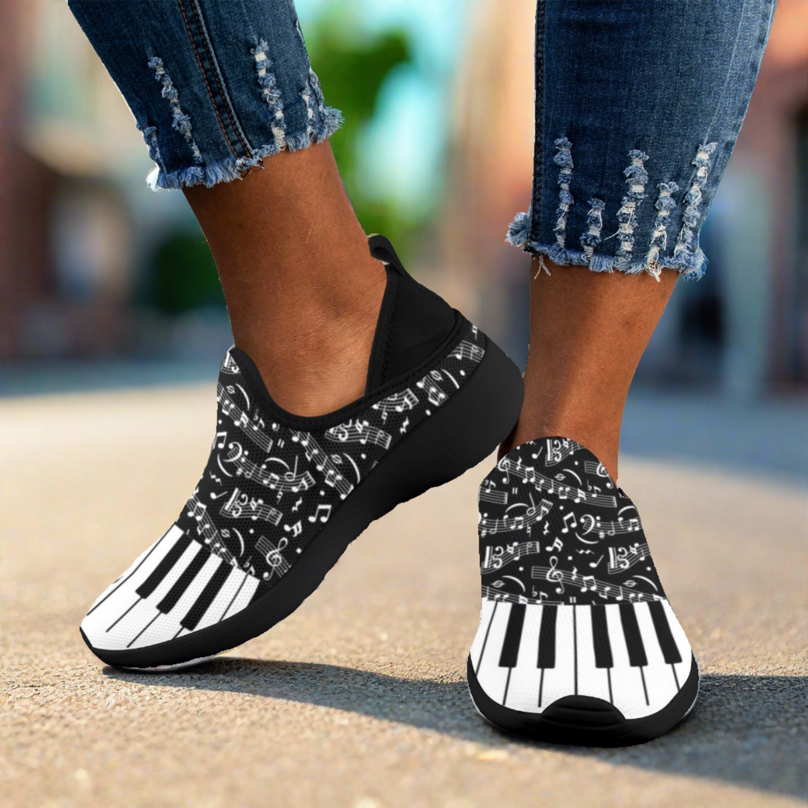 Piano & Notes Fly Weave Women's Sneakers (Drop-in-Heel)