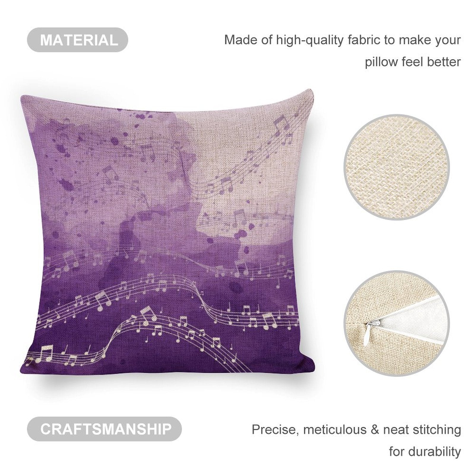 Watercolor Music Linen Pillowcase (Set of 4)