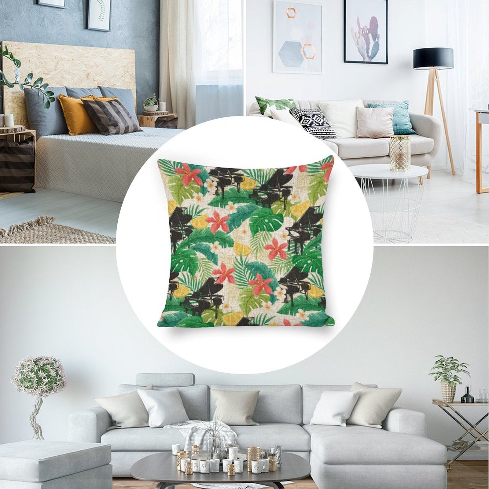 Love Piano Linen Pillowcase (Set of 4)