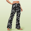 Music Notes Black Crossover High Waisted Flare Leggings