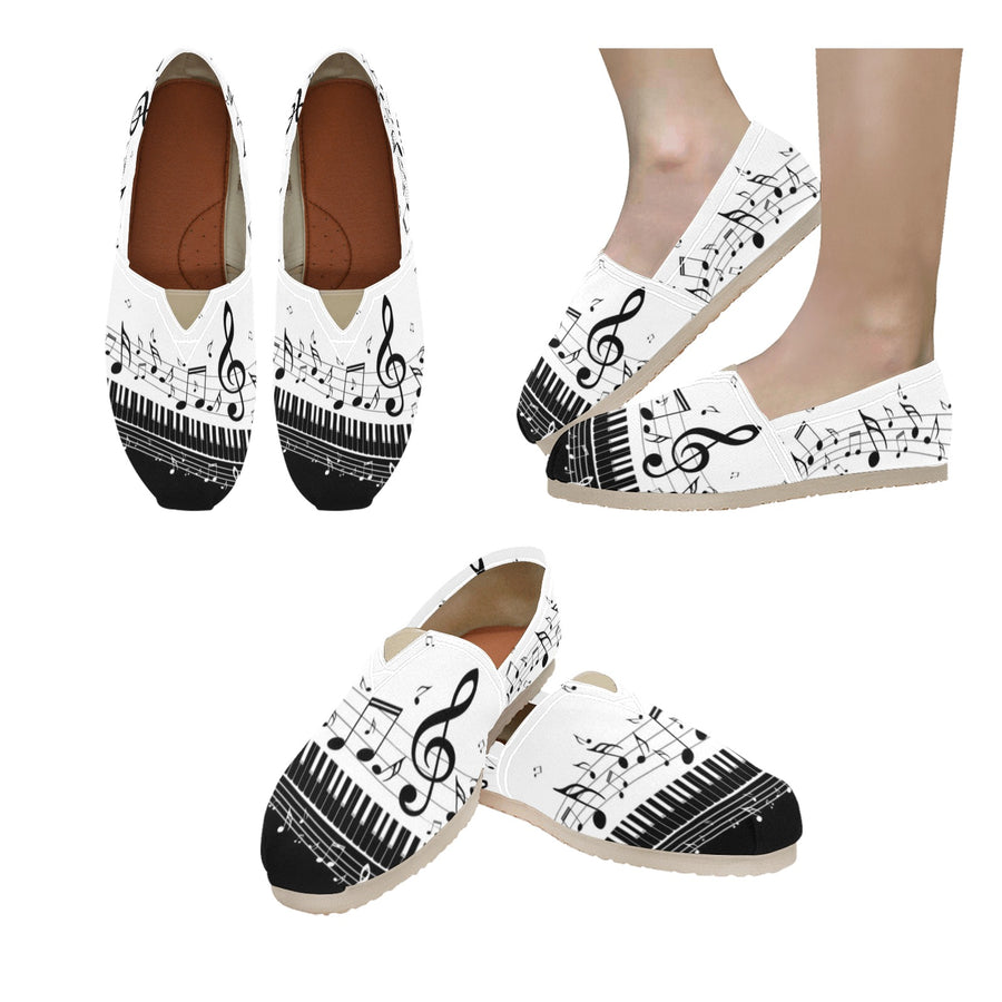 Minimalist Piano Women's Canvas Slip-On Shoes