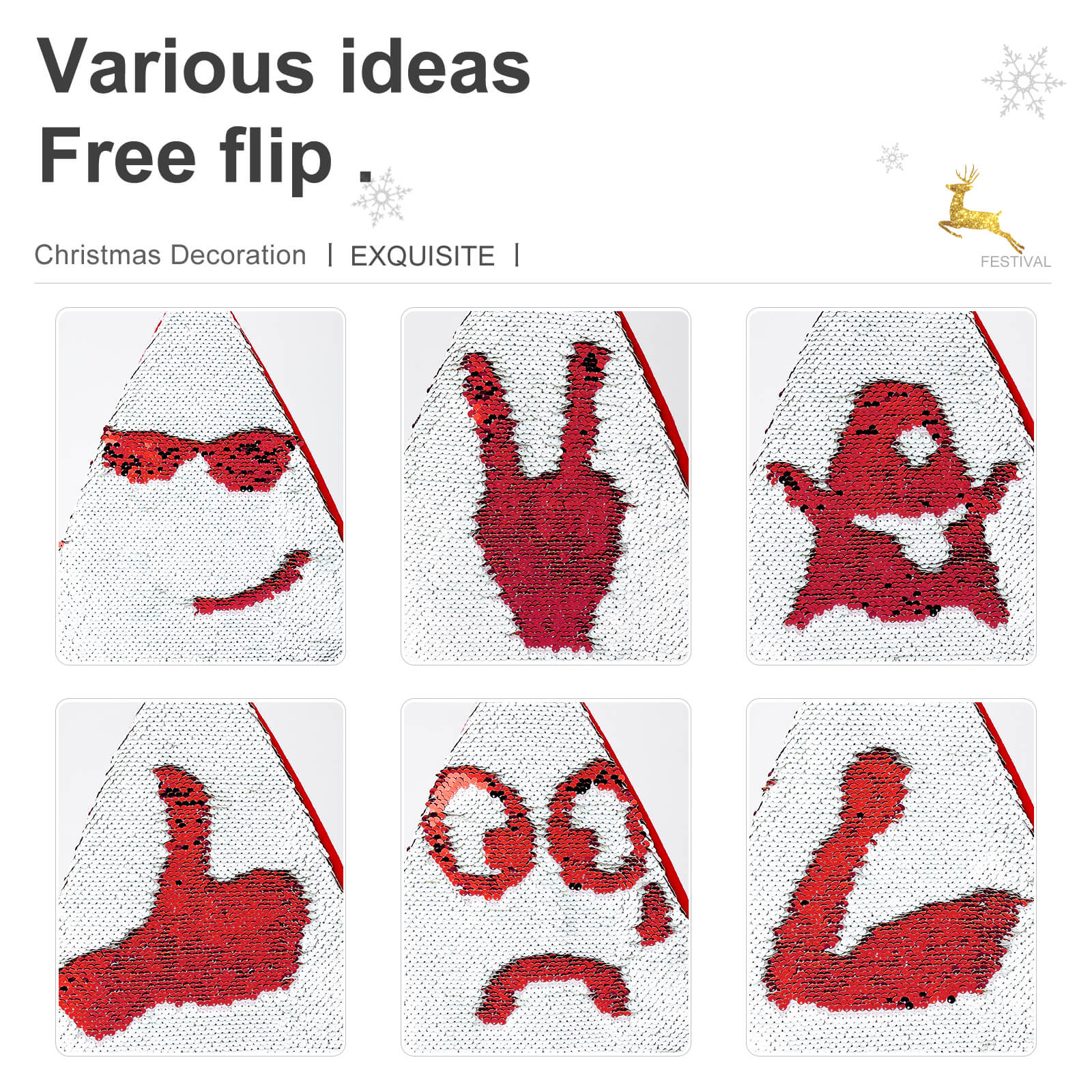 Guitar Red Christmas Sequin Santa Hat