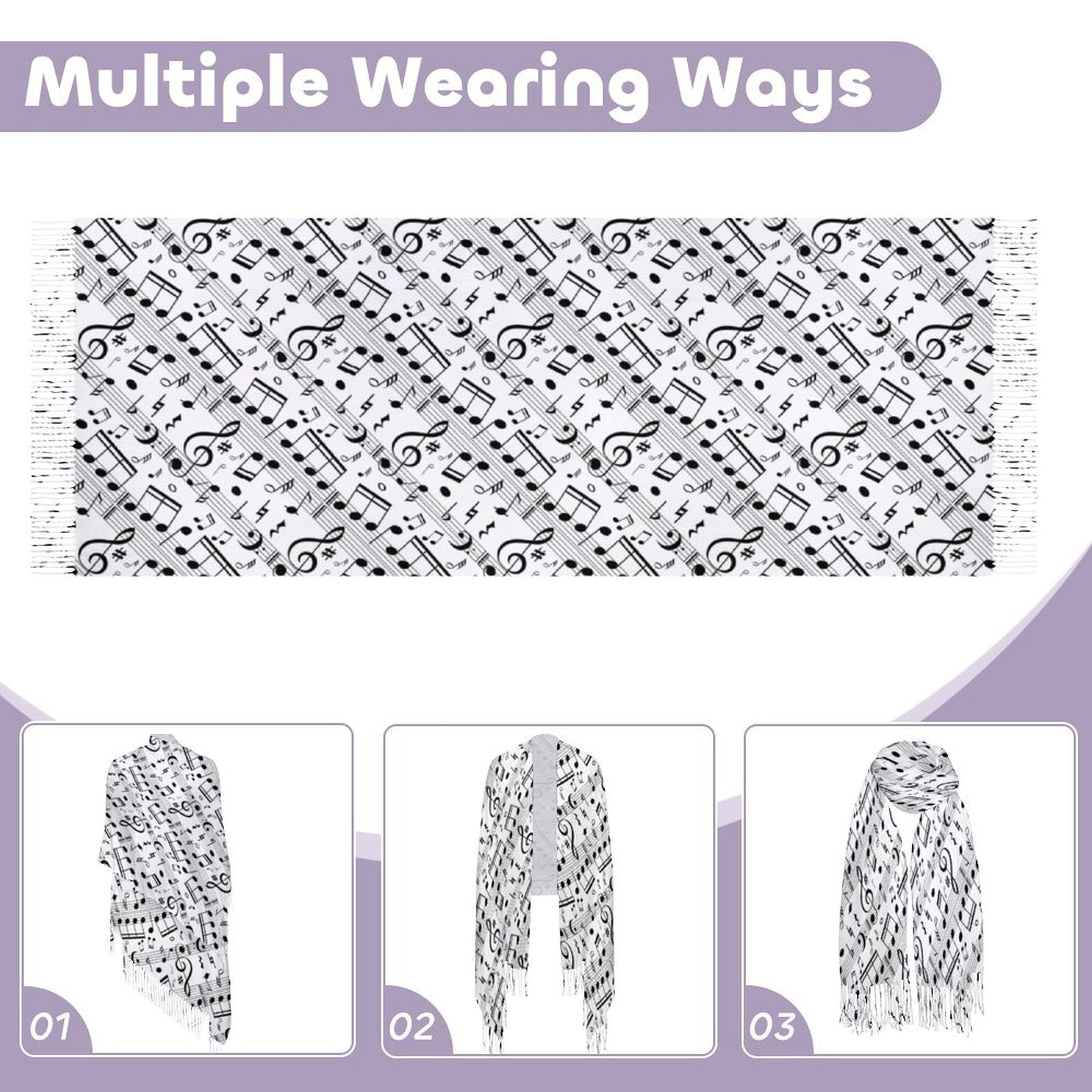 Music Scores Tassel Scarf