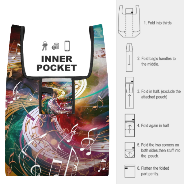 Artistic Music Collapsible Shopping Bag