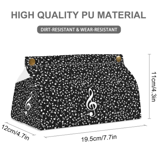 Treble Clef Black Tissue Box Cover
