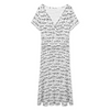 Music Notes White V-Neck Midi Dress