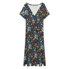 Music Theme Black V-Neck Midi Dress