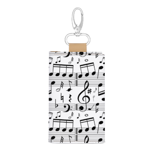 Music Scores White Leather Key Bag