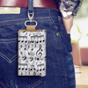 Music Scores White Leather Key Bag