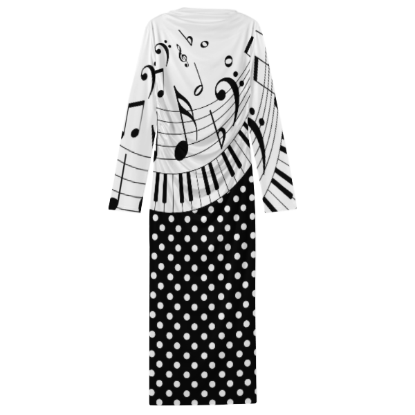Music Dot Pattern Draped Long Dress
