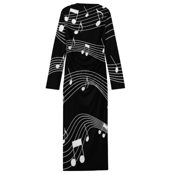 Music Waves Draped Long Dress