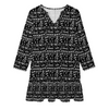 Black Music Scores V-Neck Ruffle Mini Dress