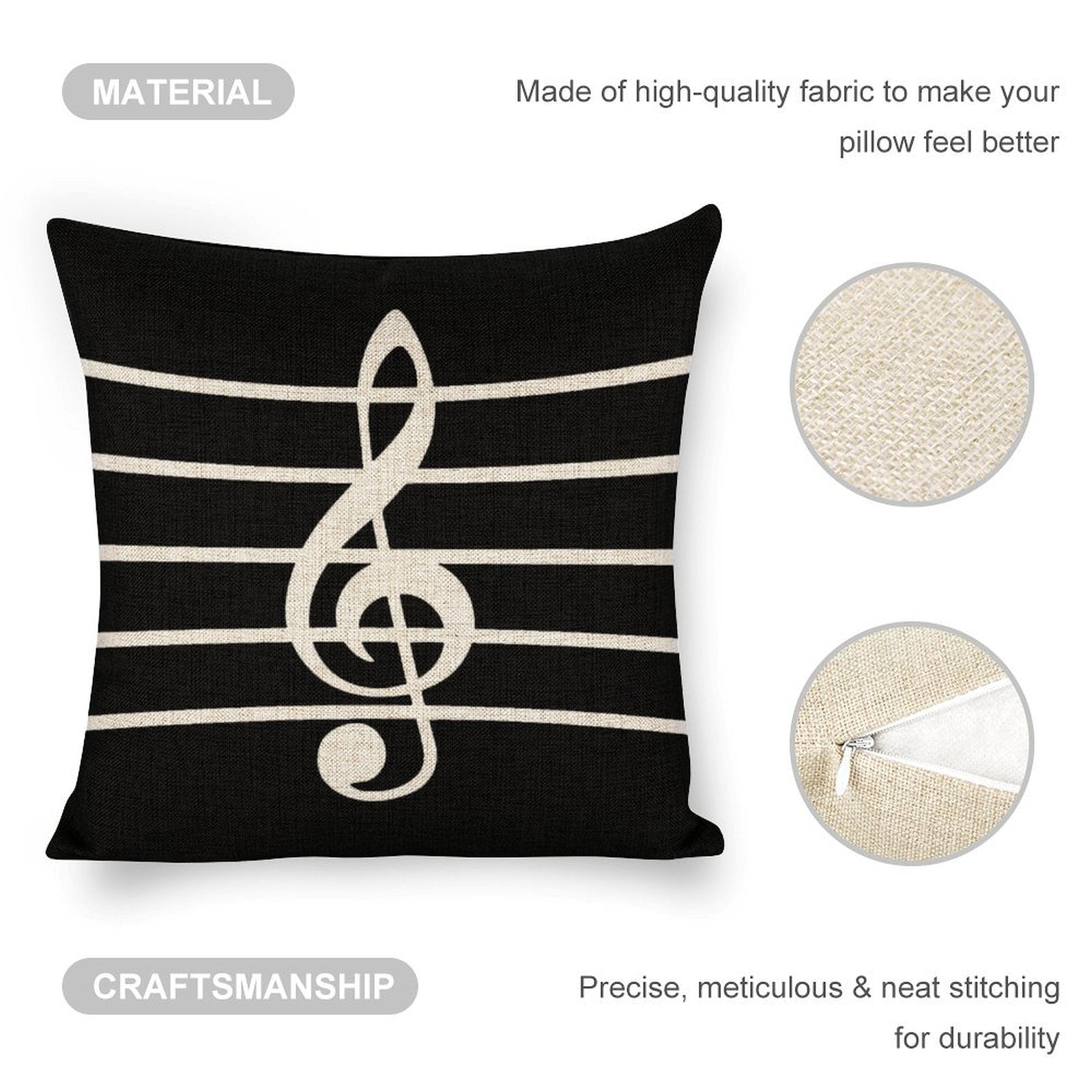 Giant Music Symbol Linen Pillowcase (Set of 4)