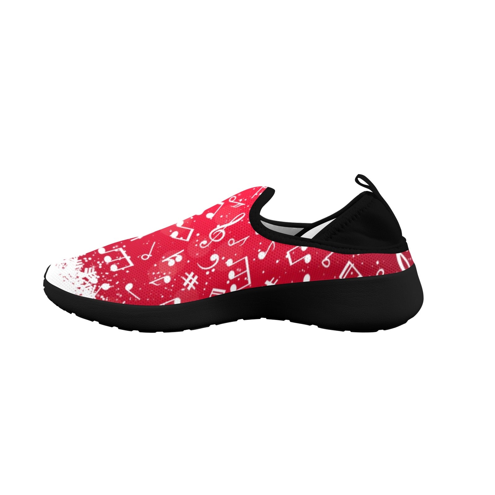 Red Festive Music Fly Weave Women's Sneakers (Drop-in-Heel)