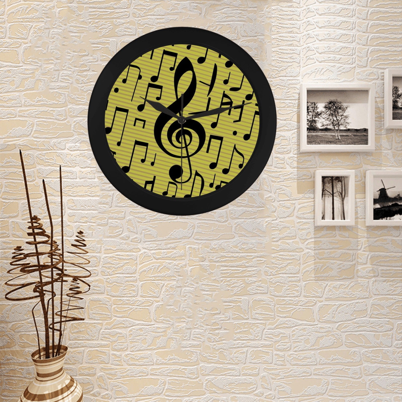 Yellow & Black Plastic Wall Clock