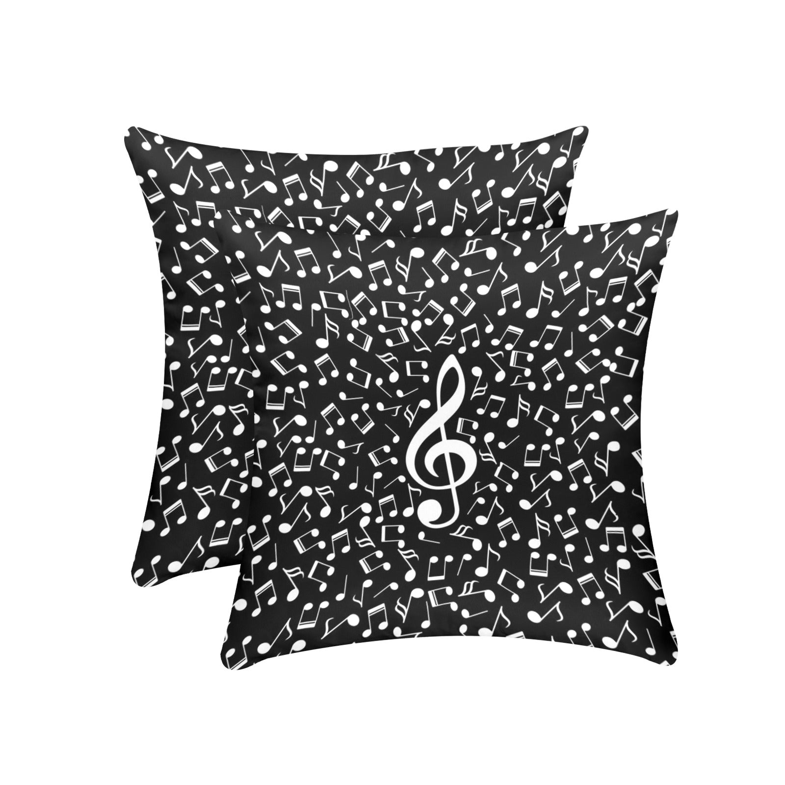 Music Notes Black Peach Skin Pillowcase (18"x18")
