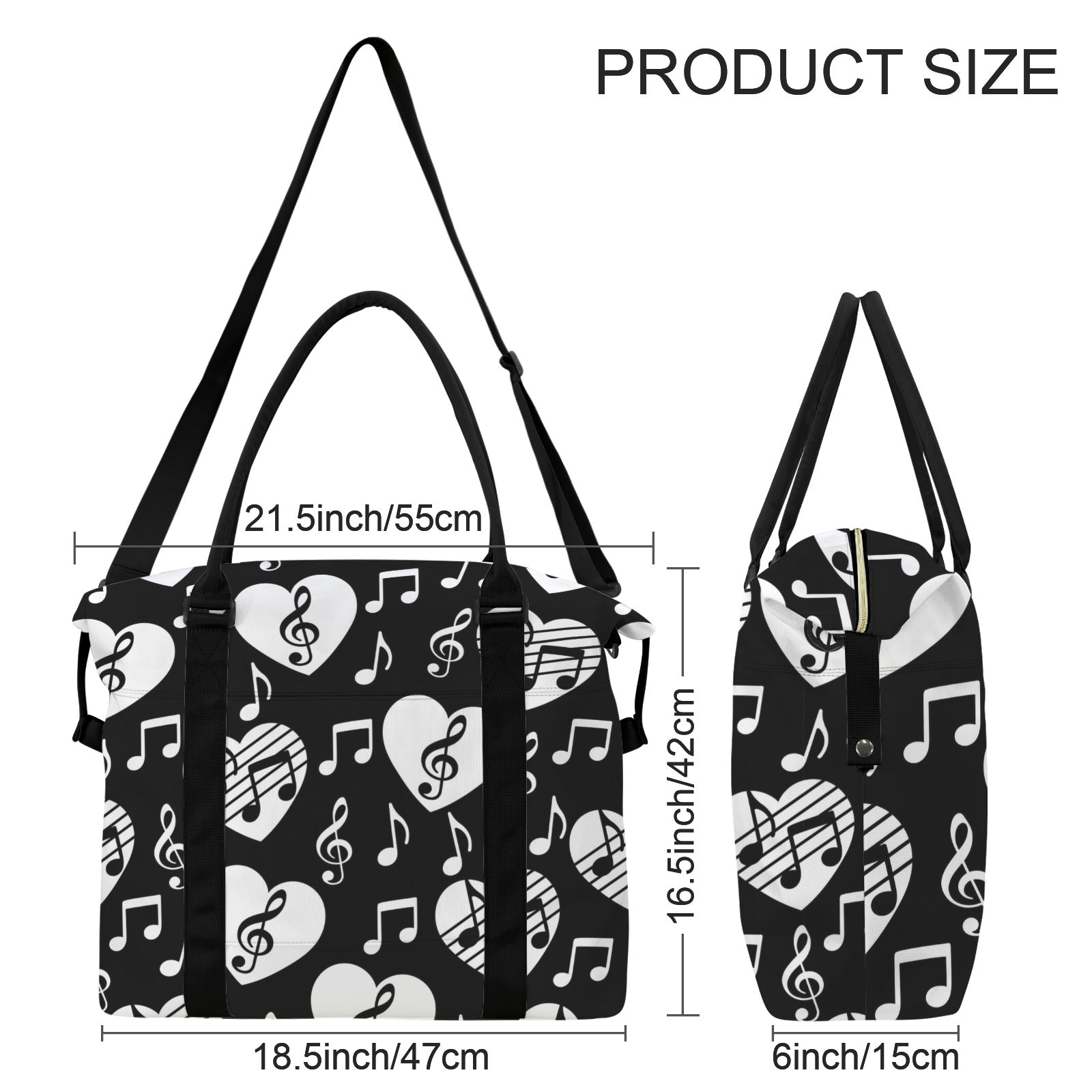 Music Heart Large Travel Bag