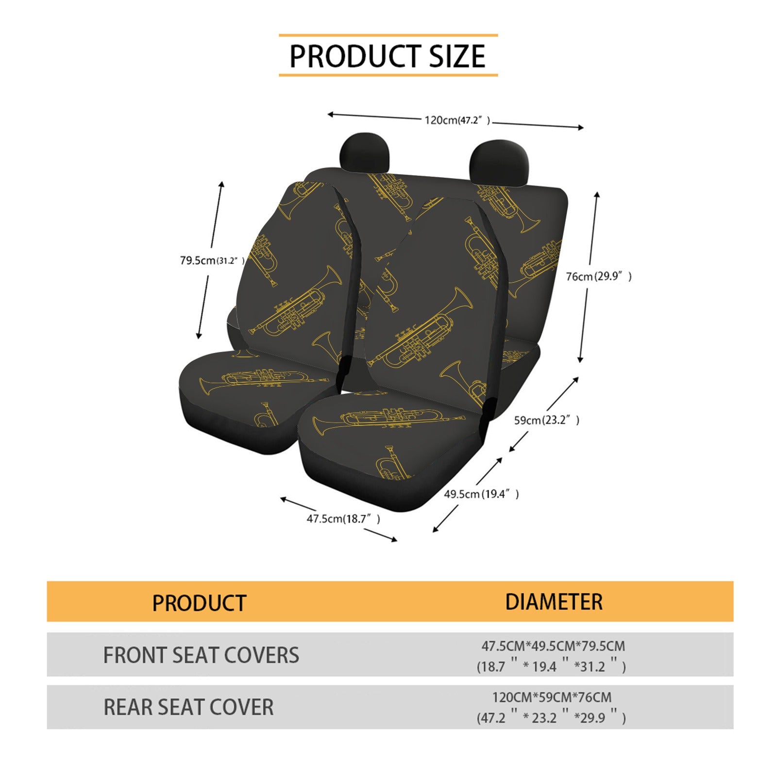 Trumpet Pattern Car Seat Cover (Full Set)