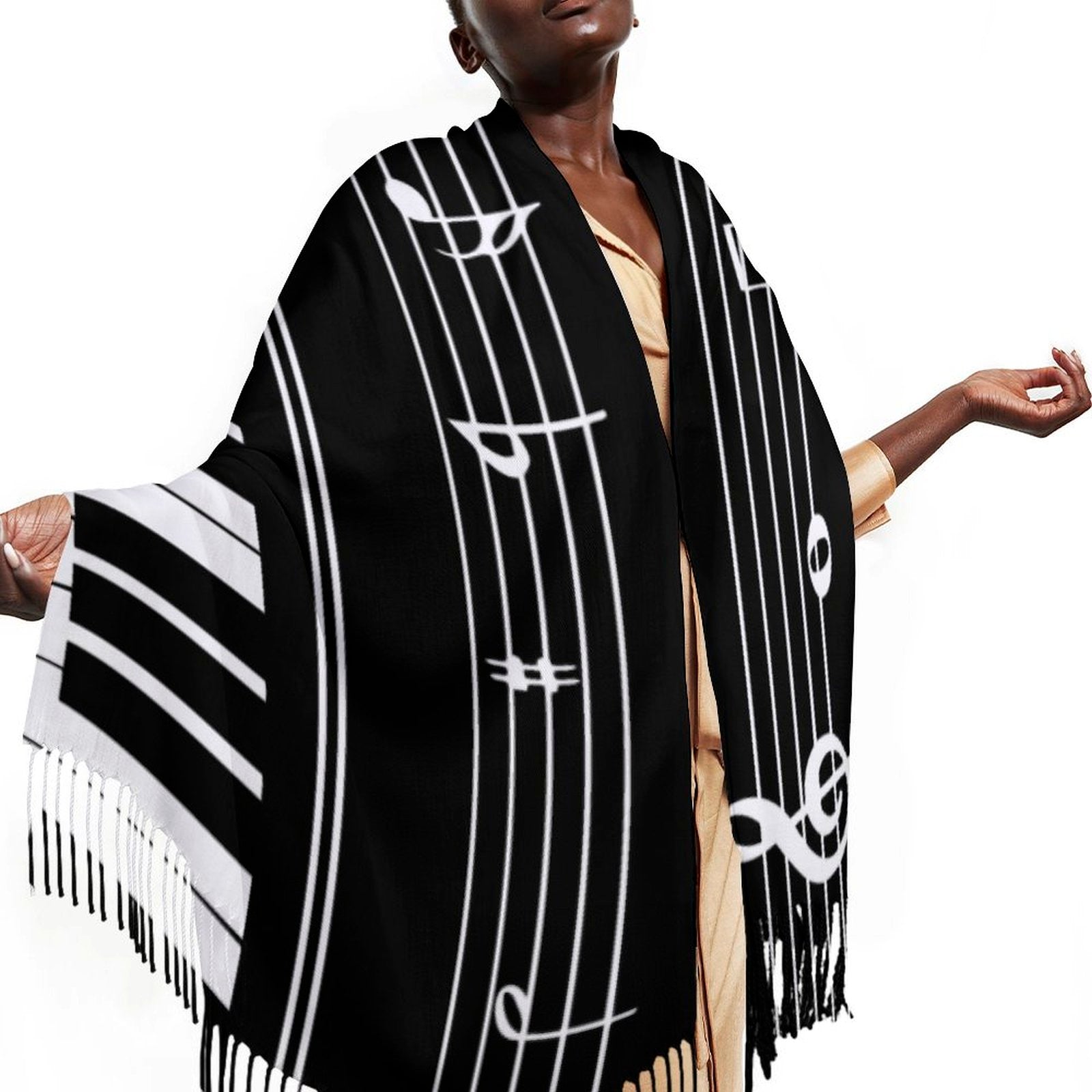 Piano Keys Tassel Scarf