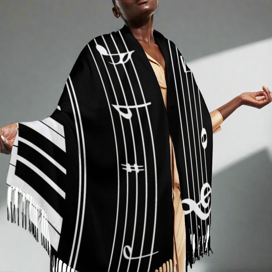 Piano Keys Tassel Scarf