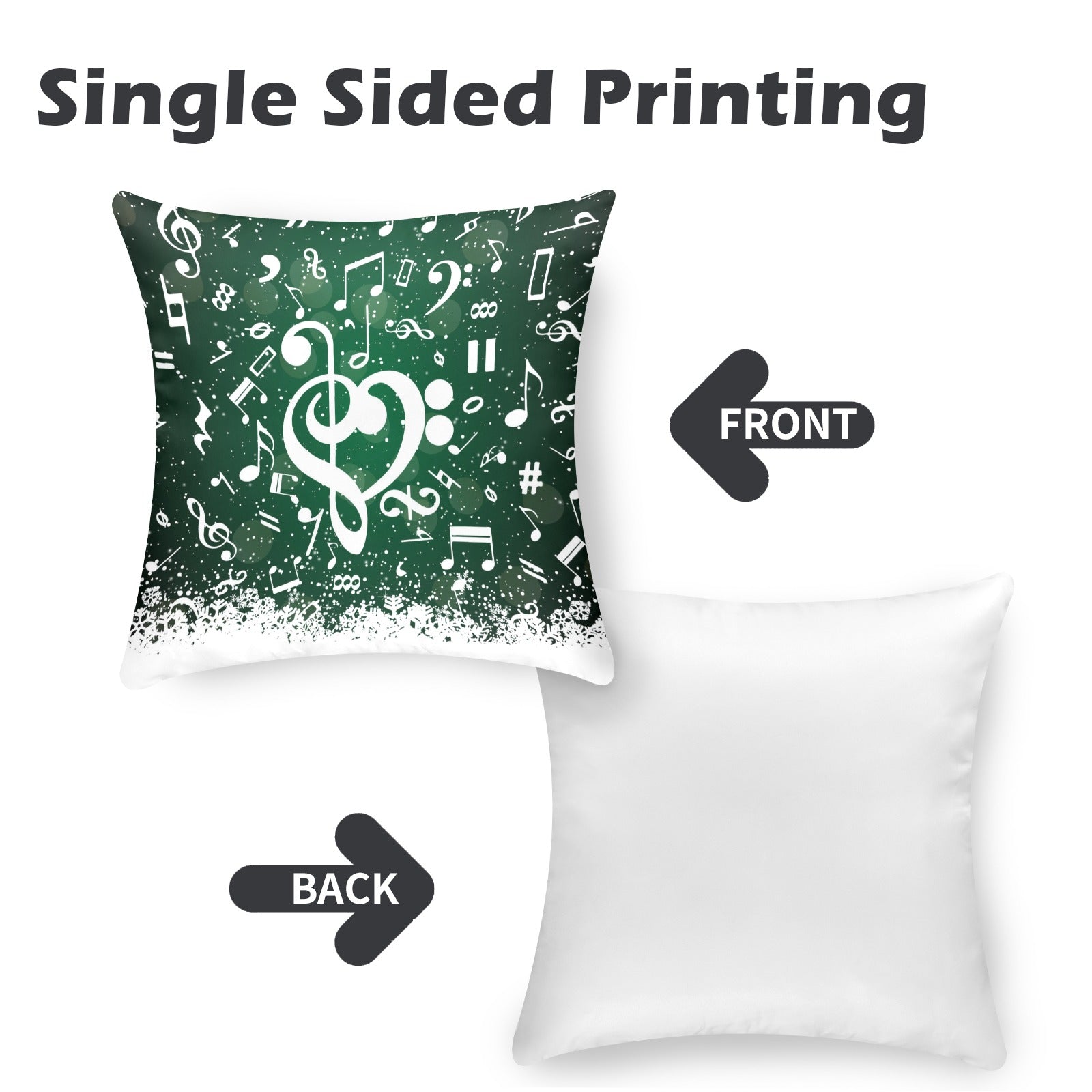 Green Music Christmas Peach Skin Pillowcase Set