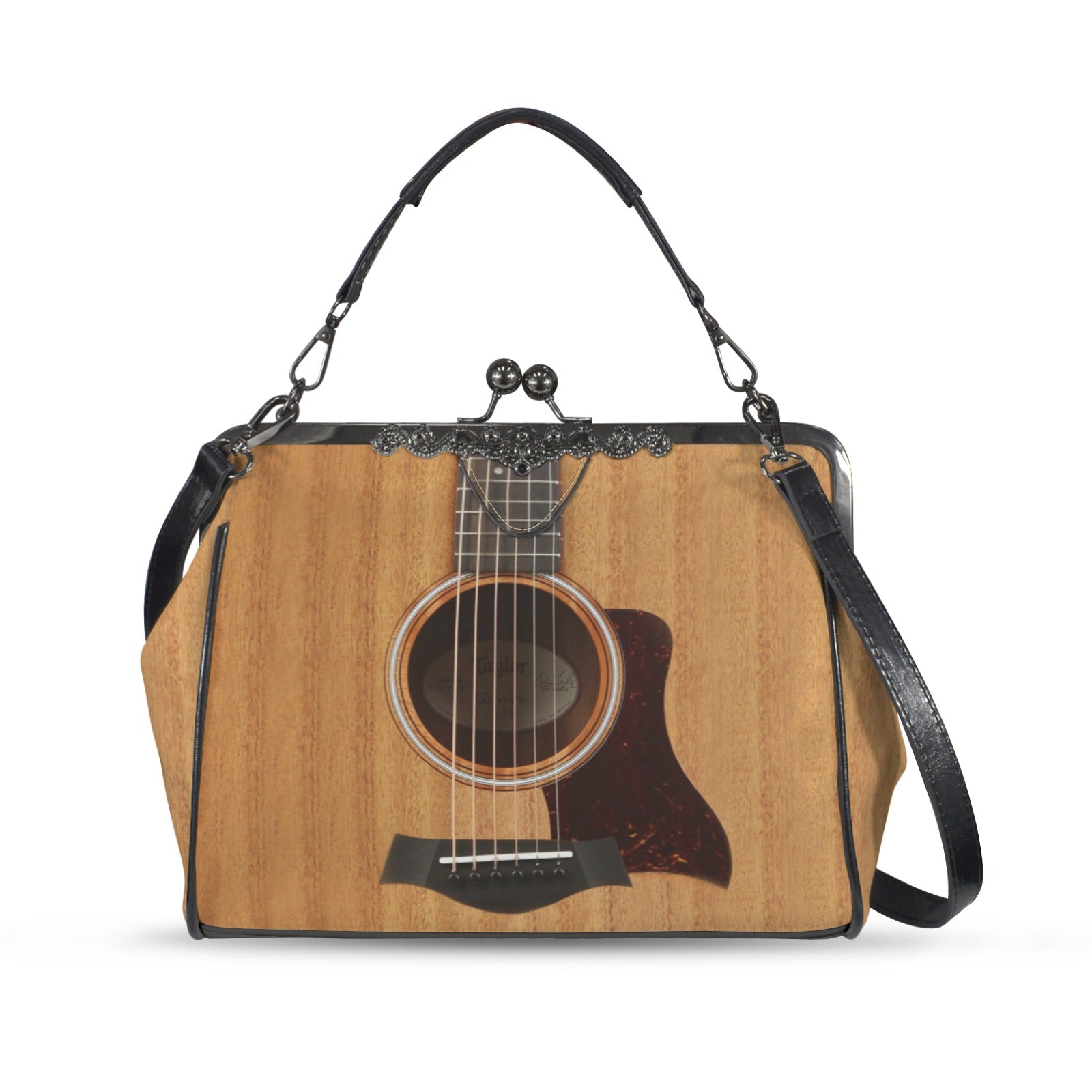 Guitar Kisslock Two-Way Handbag