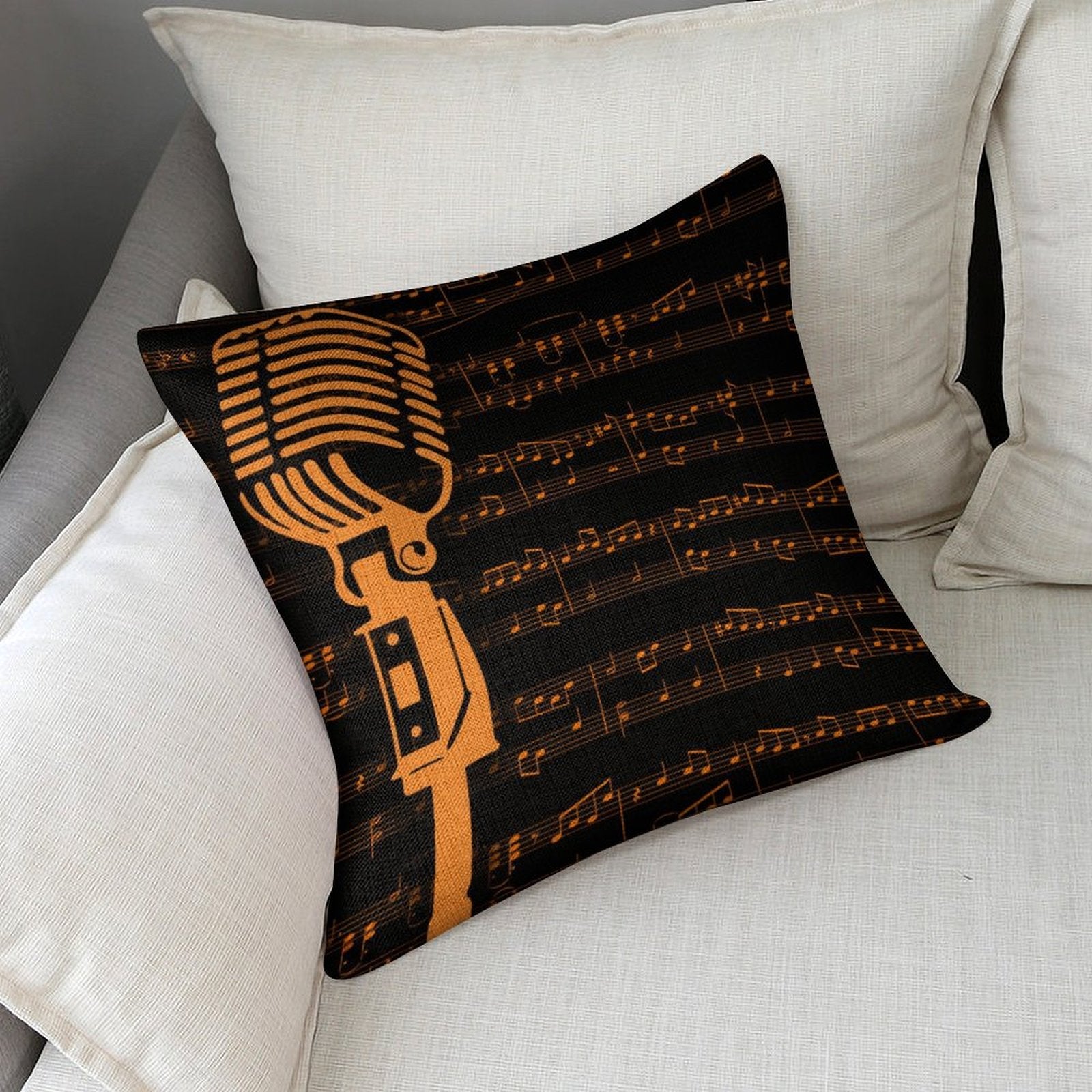 Classic Music Print Linen Pillowcase (Set of 4)
