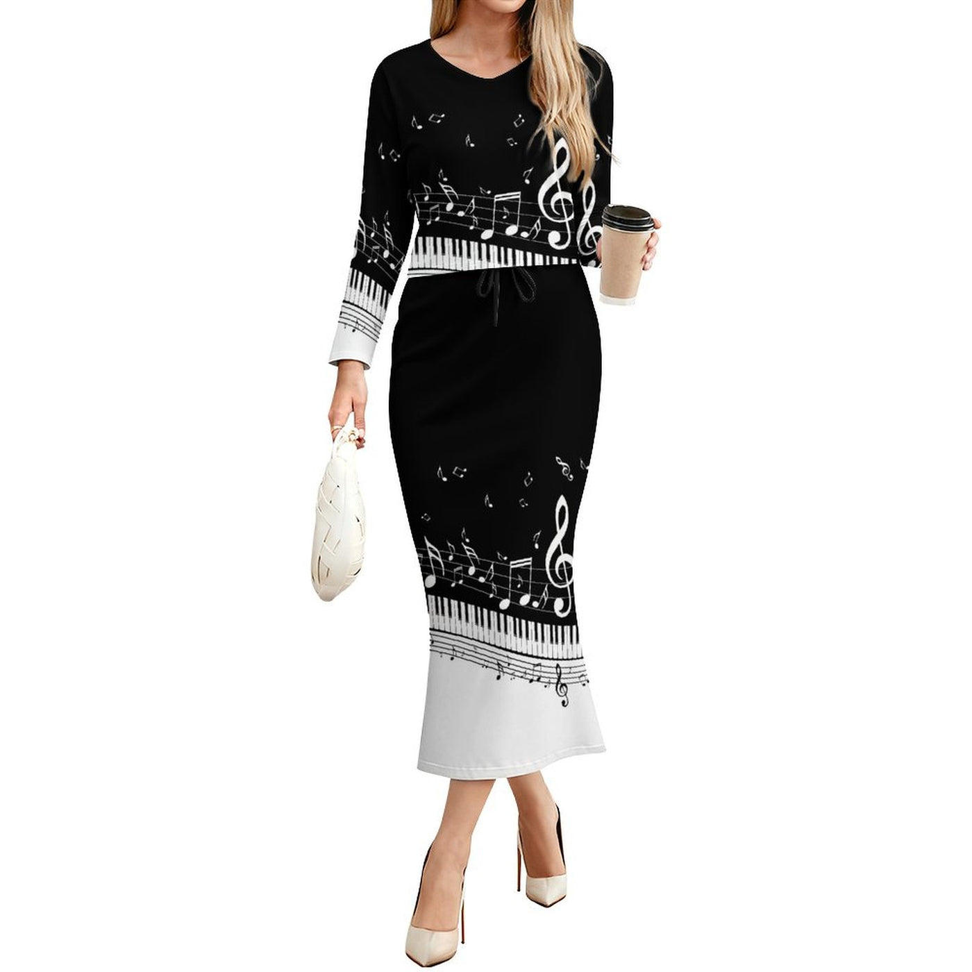 Piano Music Women's Long Sleeve Top & Skirt Set