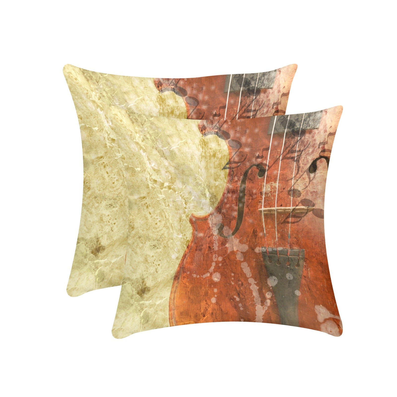 Artistic Violin Peach Skin Pillowcase Set 18"x18"