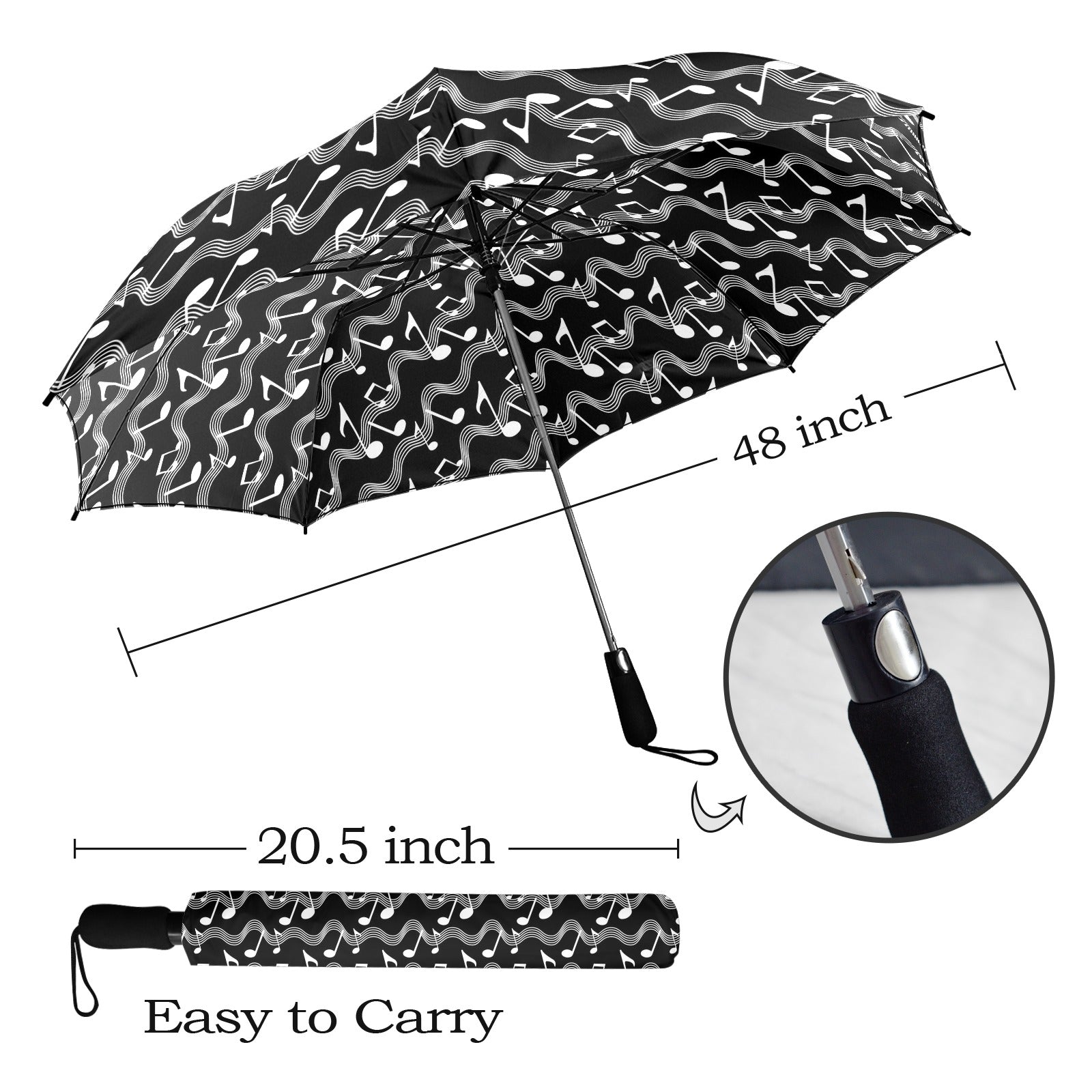 Music Wave Semi-Automatic Foldable Umbrella
